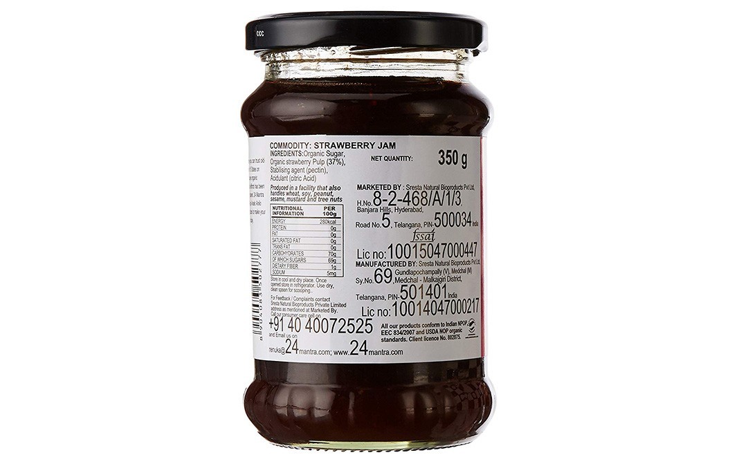 24 Mantra Organic Strawberry Jam    Glass Jar  350 grams